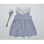 robe seersucker biologique rayé marine fait main