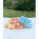 Chouchou adulte enfant fait main vichy jaune orange ou jade