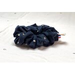 chouchou velours marine à pois dorés