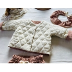 veste matelassée ecrue vichy caramel
