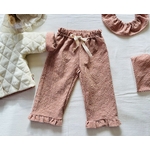 pantalon large volant enfant vichy caramel