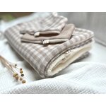 coffret cadeau naissance personnalisé couverture gaze de coton vichy galet
