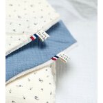 coffret naissance personnalisable Essentiel double gaze de coton biologique charly fleurs bleues