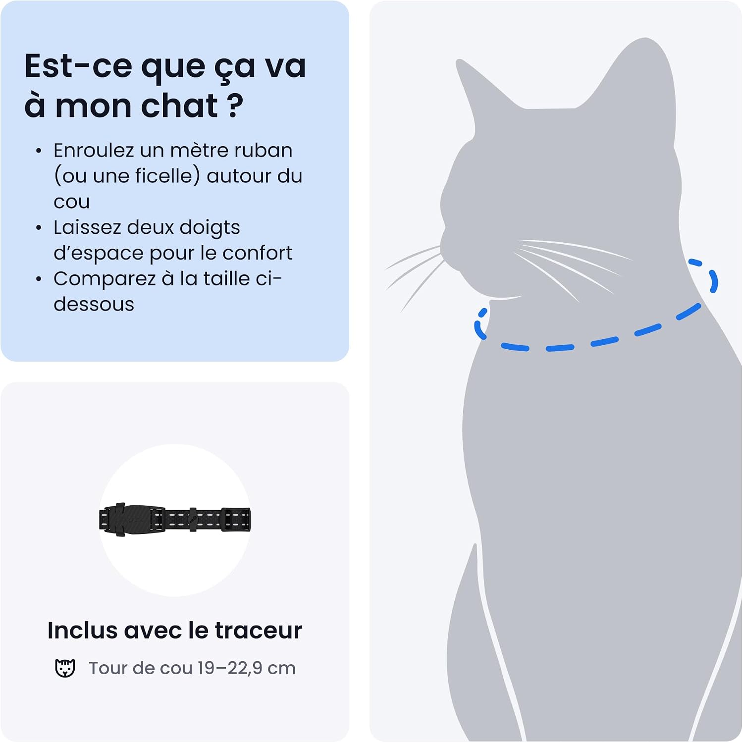 Collier GPS pour chat Tractive Mini noir avec son collier de sécurité, vue 6