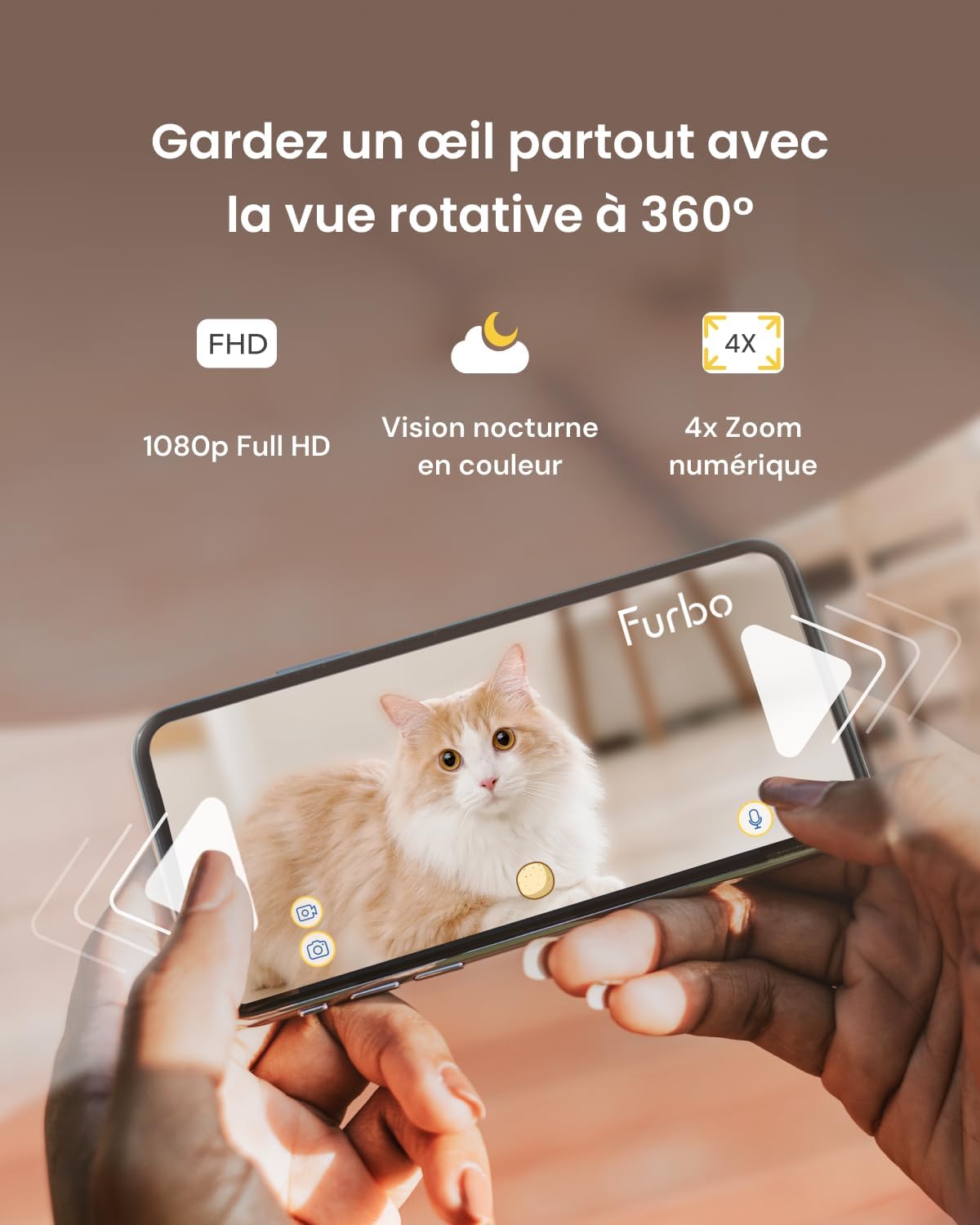 Caméra pour chat Furbo 360° avec lance-friandises, vue 2