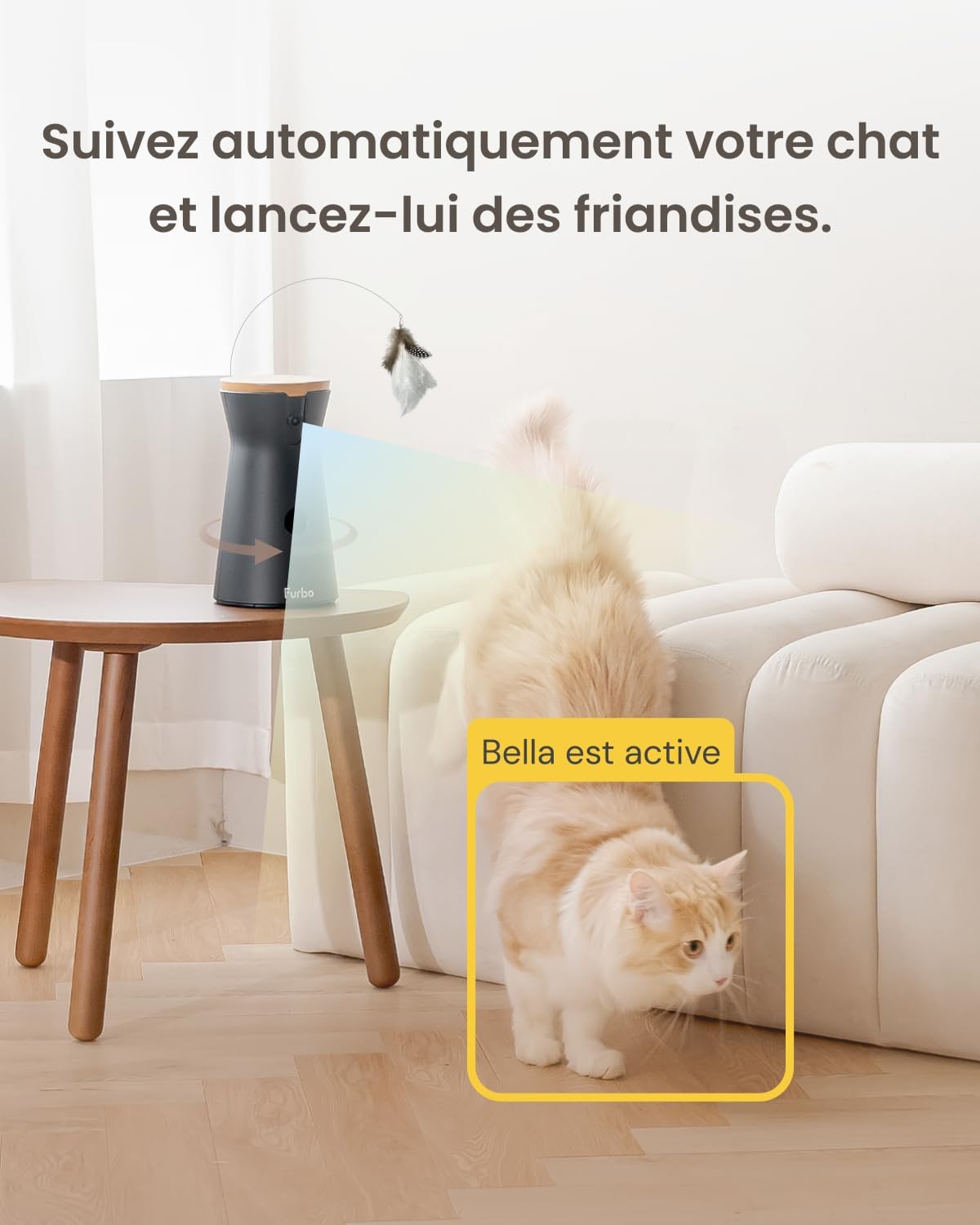 Caméra pour chat Furbo 360° avec lance-friandises, vue 3