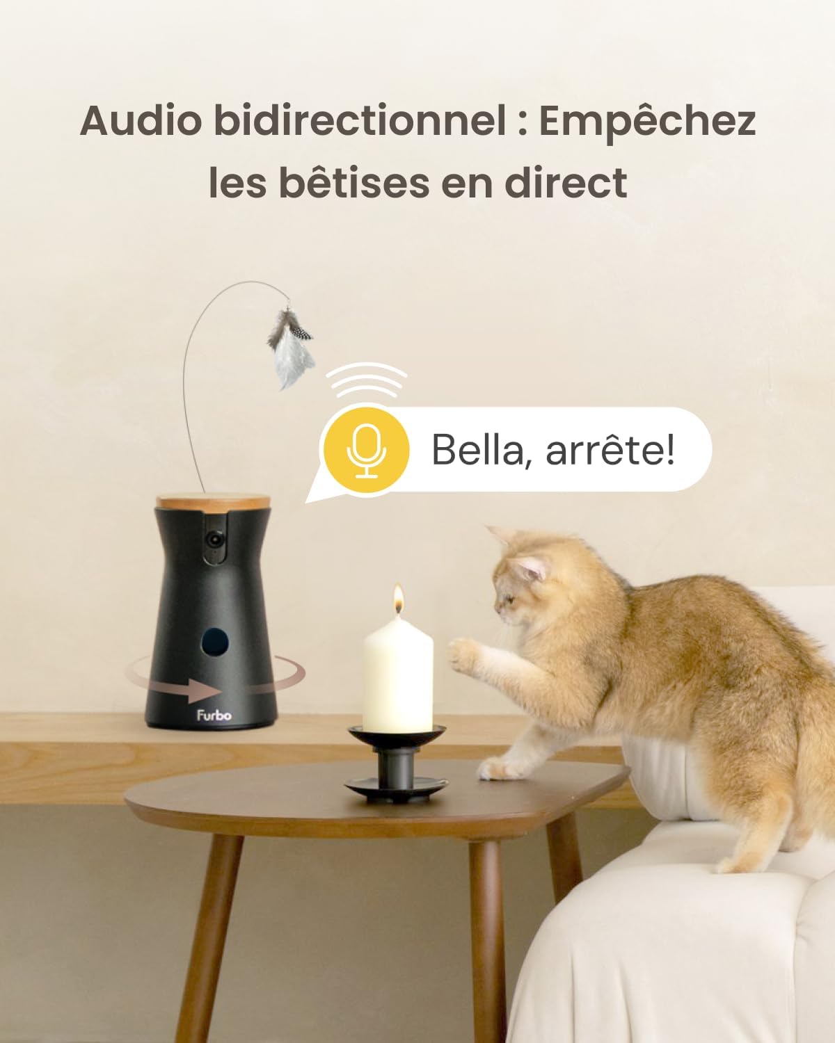 Caméra pour chat Furbo 360° avec lance-friandises, vue 4