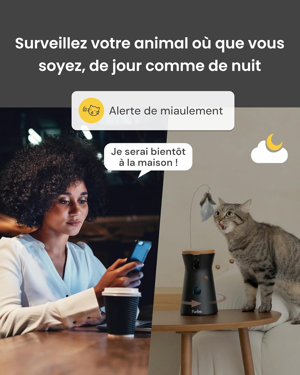 Caméra pour chat Furbo 360° avec lance-friandises, vue 5