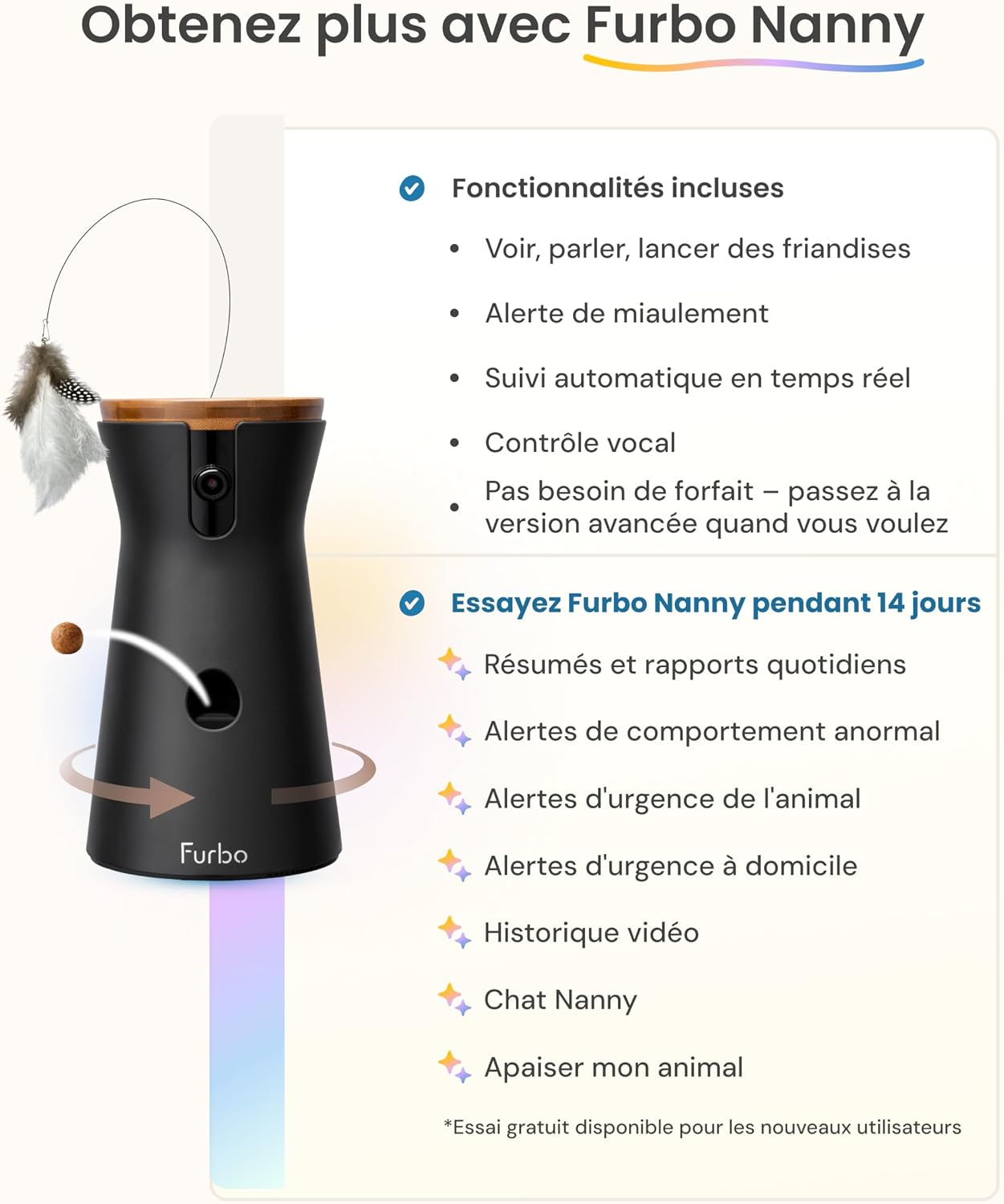 Caméra pour chat Furbo 360° avec lance-friandises, vue 6