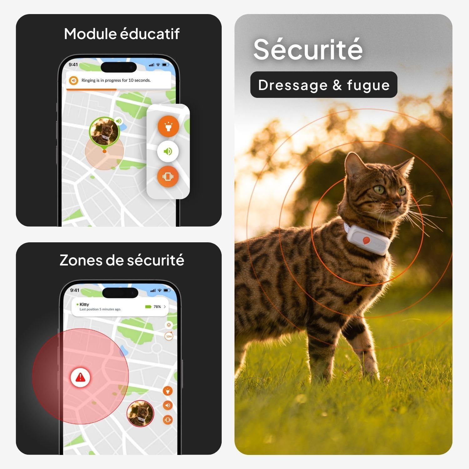 Collier GPS pour chat Weenect XS blanc avec son collier élastique, vue 5