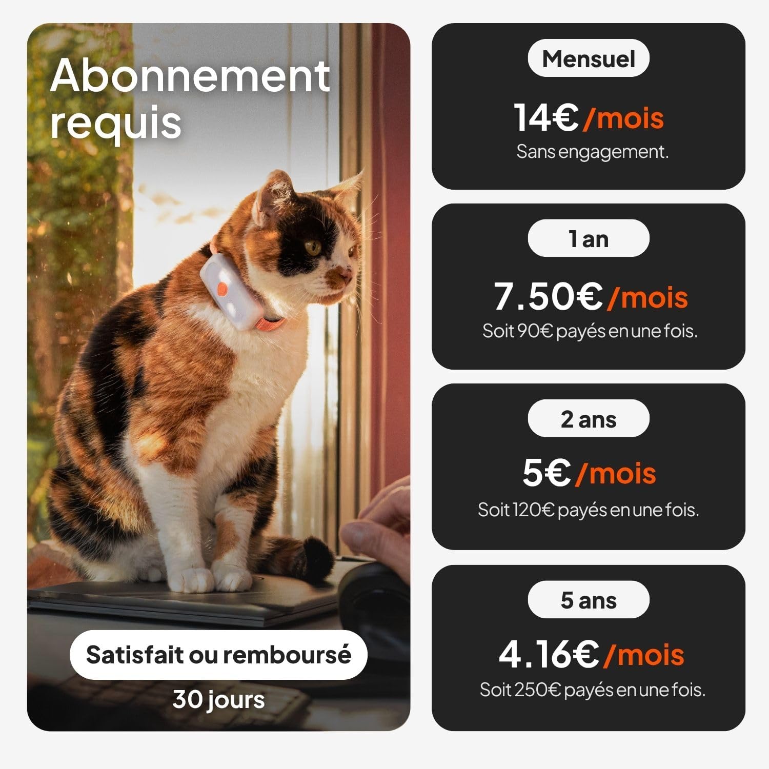 Collier GPS pour chat Weenect XS blanc avec son collier élastique, vue 6