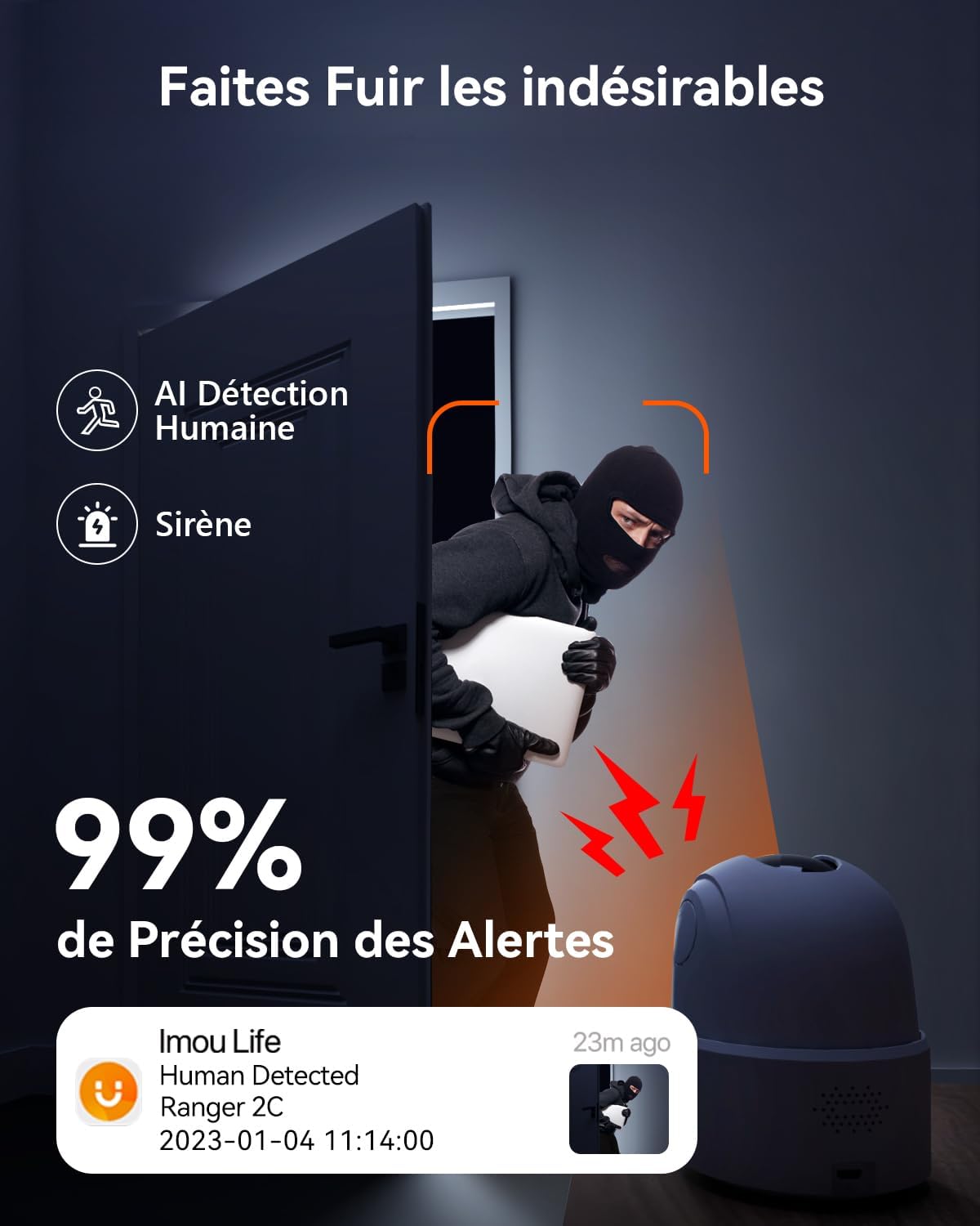 Caméra intérieure rotative Imou Ranger 2C blanche pour surveiller son chat, vue 7
