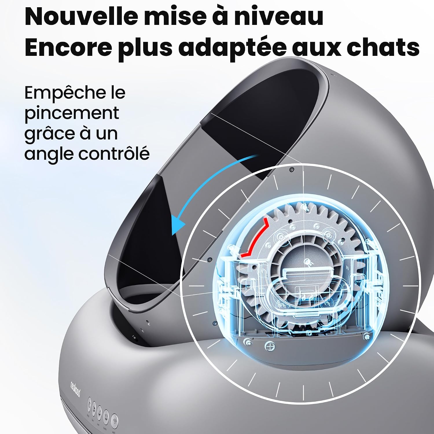 Litière autonettoyante ouverte Neakasa M1 grise, vue 3