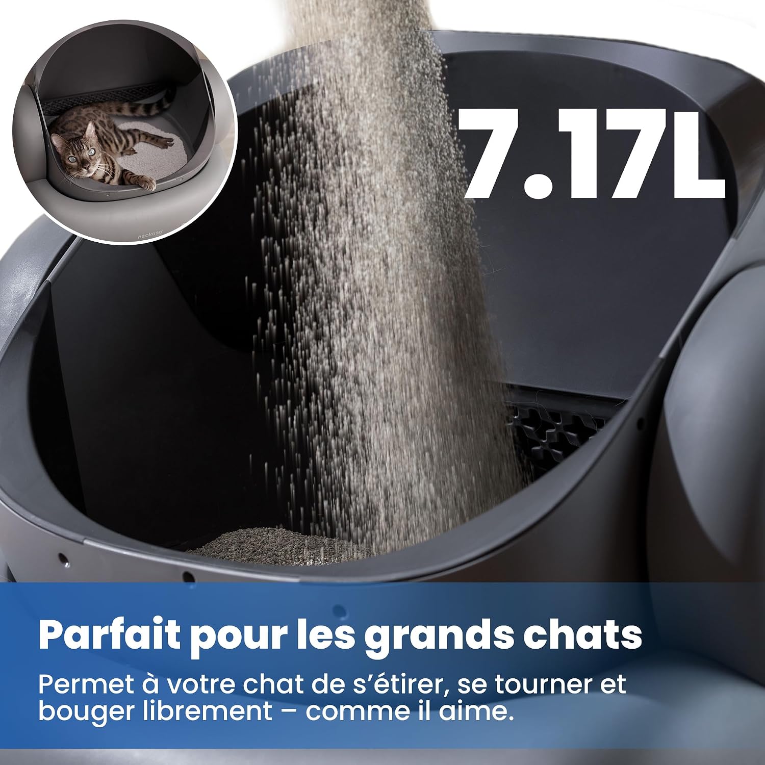 Litière autonettoyante ouverte Neakasa M1 grise, vue 6