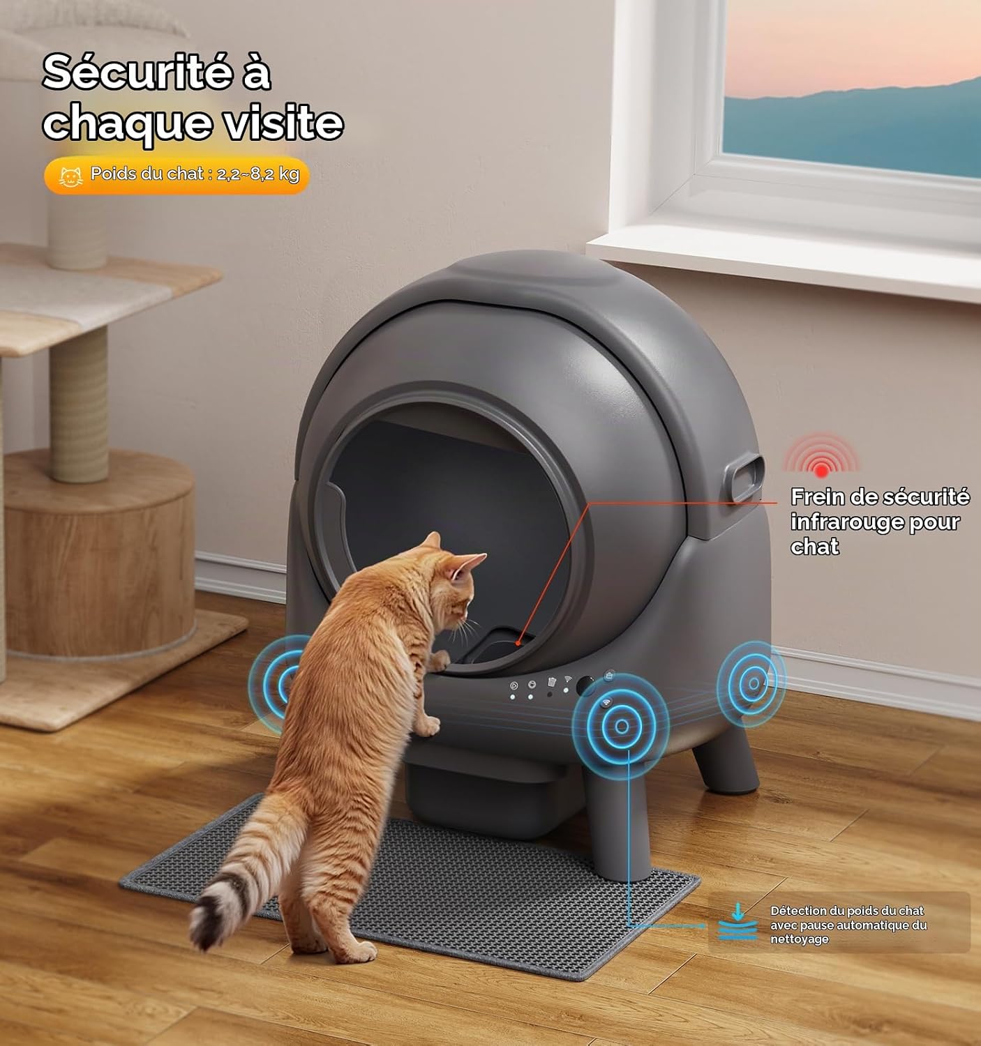 Litière autonettoyante pour chat FEELNEEDY avec capot, vue 5
