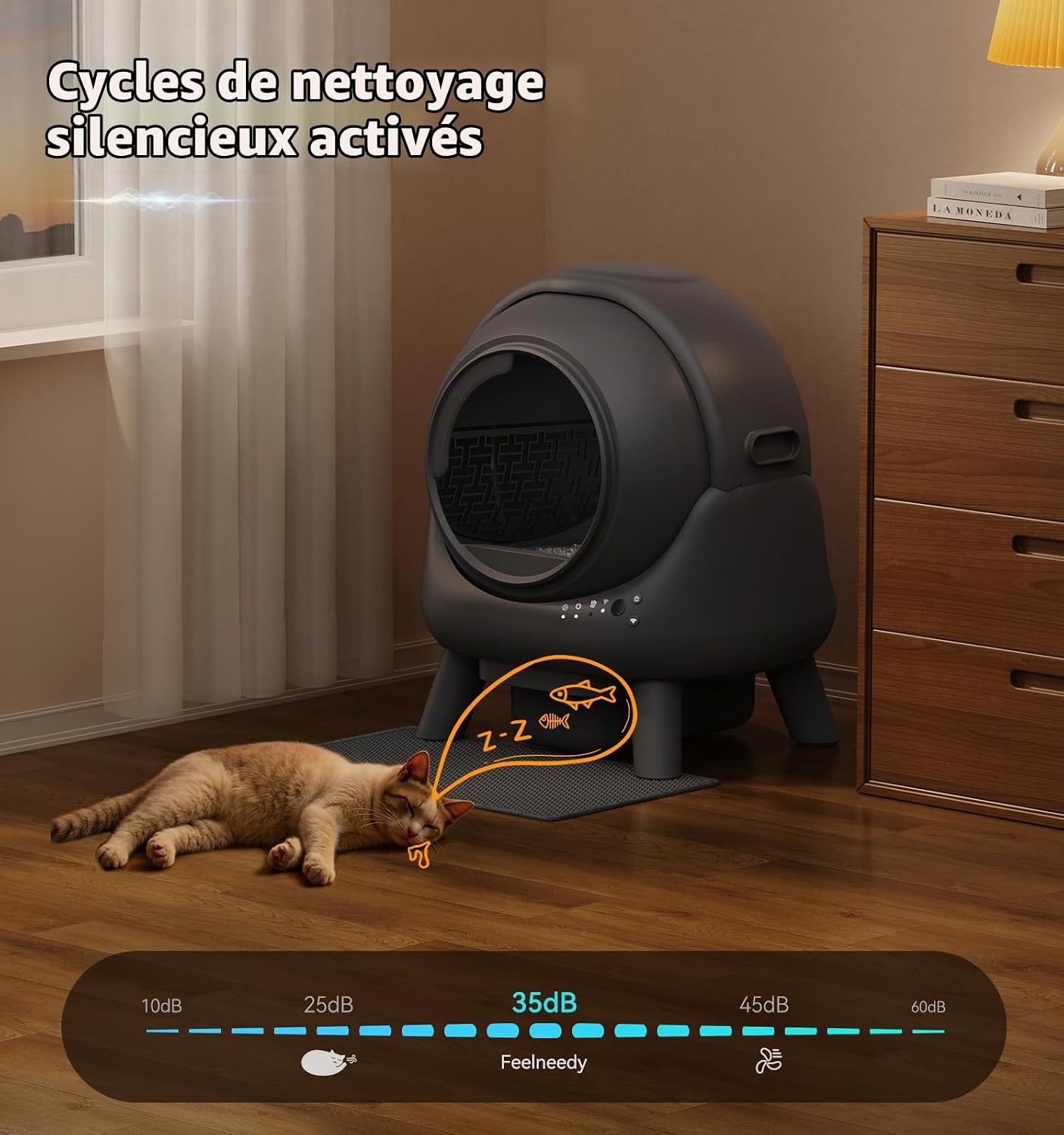 Litière autonettoyante pour chat FEELNEEDY avec capot, vue 6