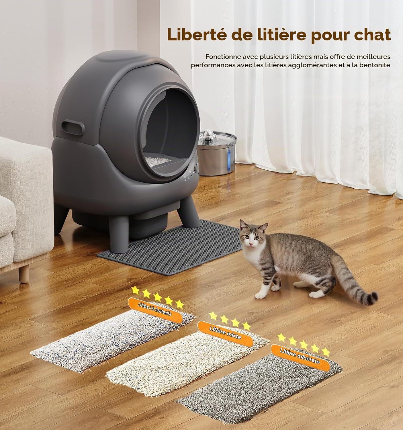 Litière autonettoyante pour chat FEELNEEDY avec capot, vue 7