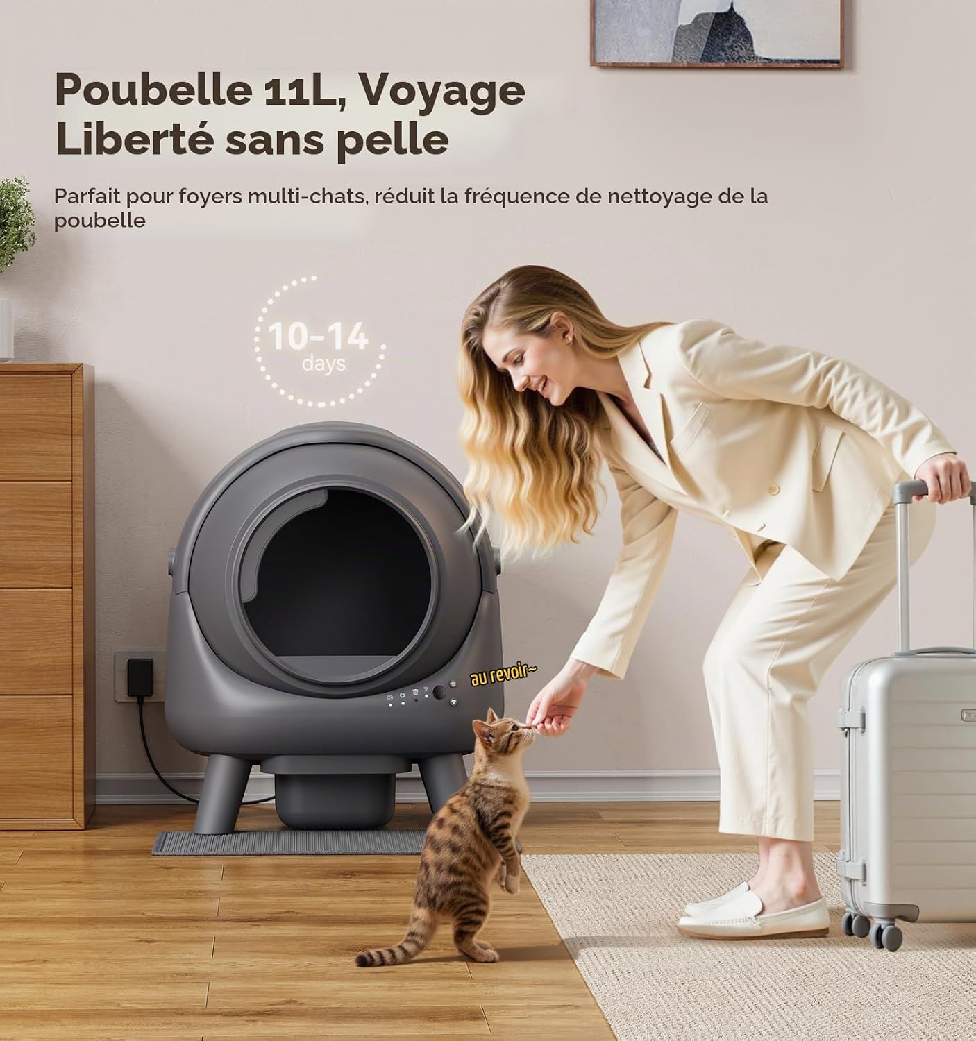 Litière autonettoyante pour chat FEELNEEDY avec capot, vue 8