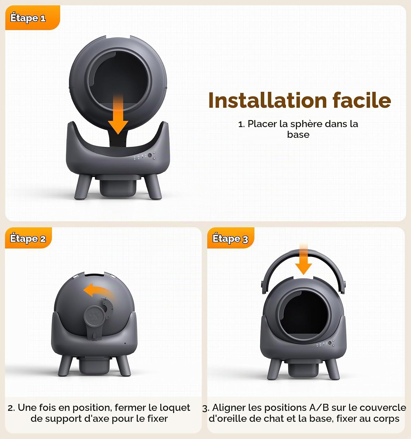 Litière autonettoyante pour chat FEELNEEDY avec capot, vue 9