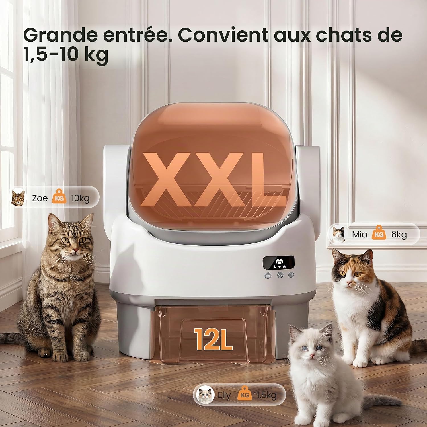 Litière autonettoyante ouverte XXL JUMMICO avec marchepied, vue 4