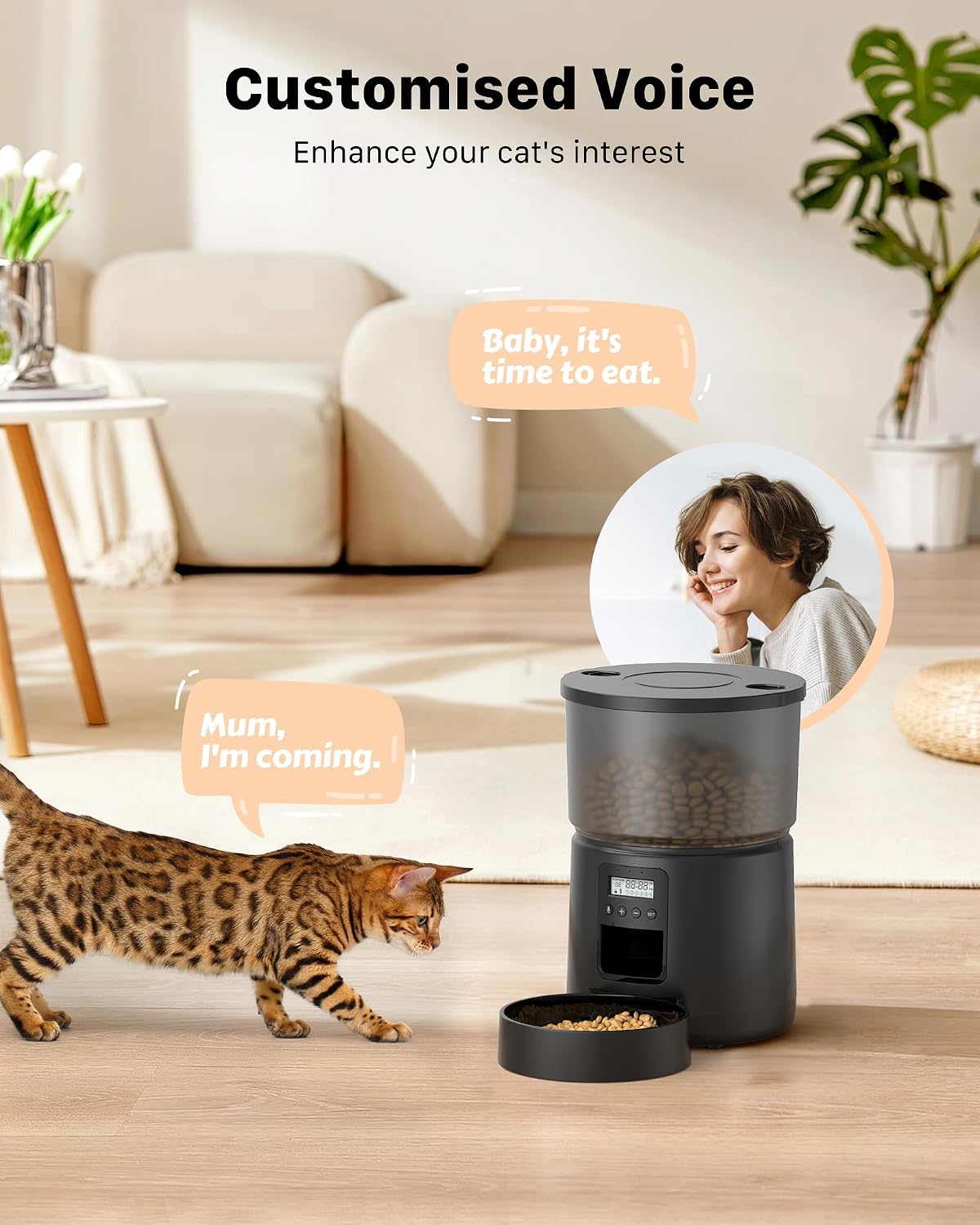 Distributeur de croquettes automatique BEMOONY noir de 3 L, vue 4