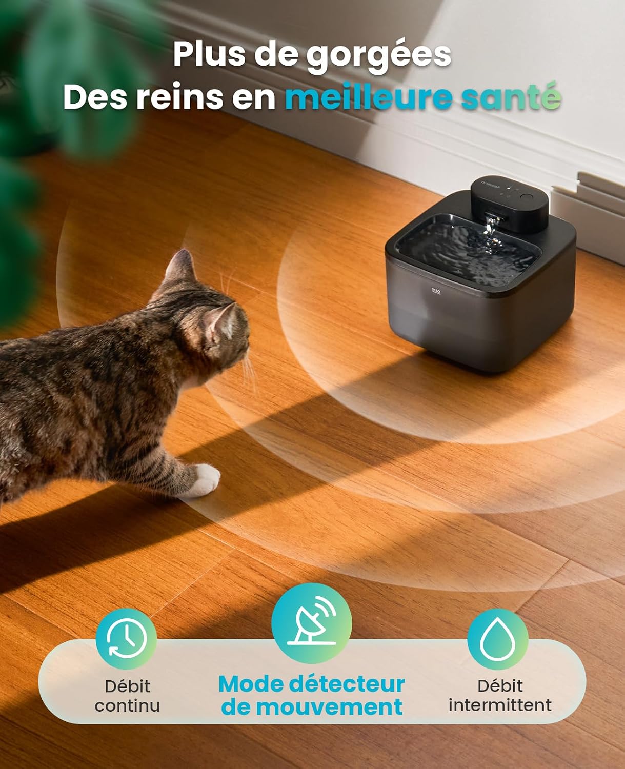 Fontaine à eau sans fil oneisall noire de 2,2 L, vue 6