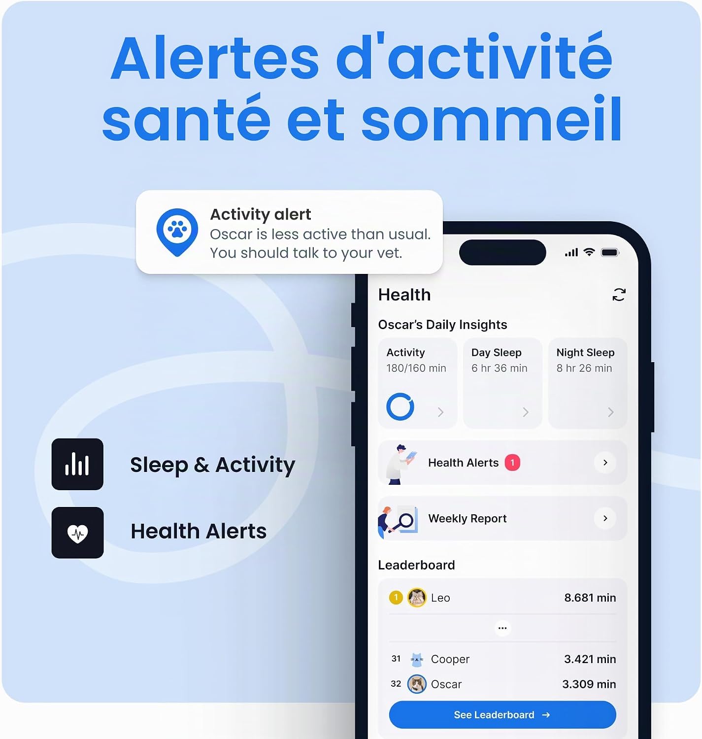 Traceur GPS pour chat Tractive marron avec son collier, vue 4