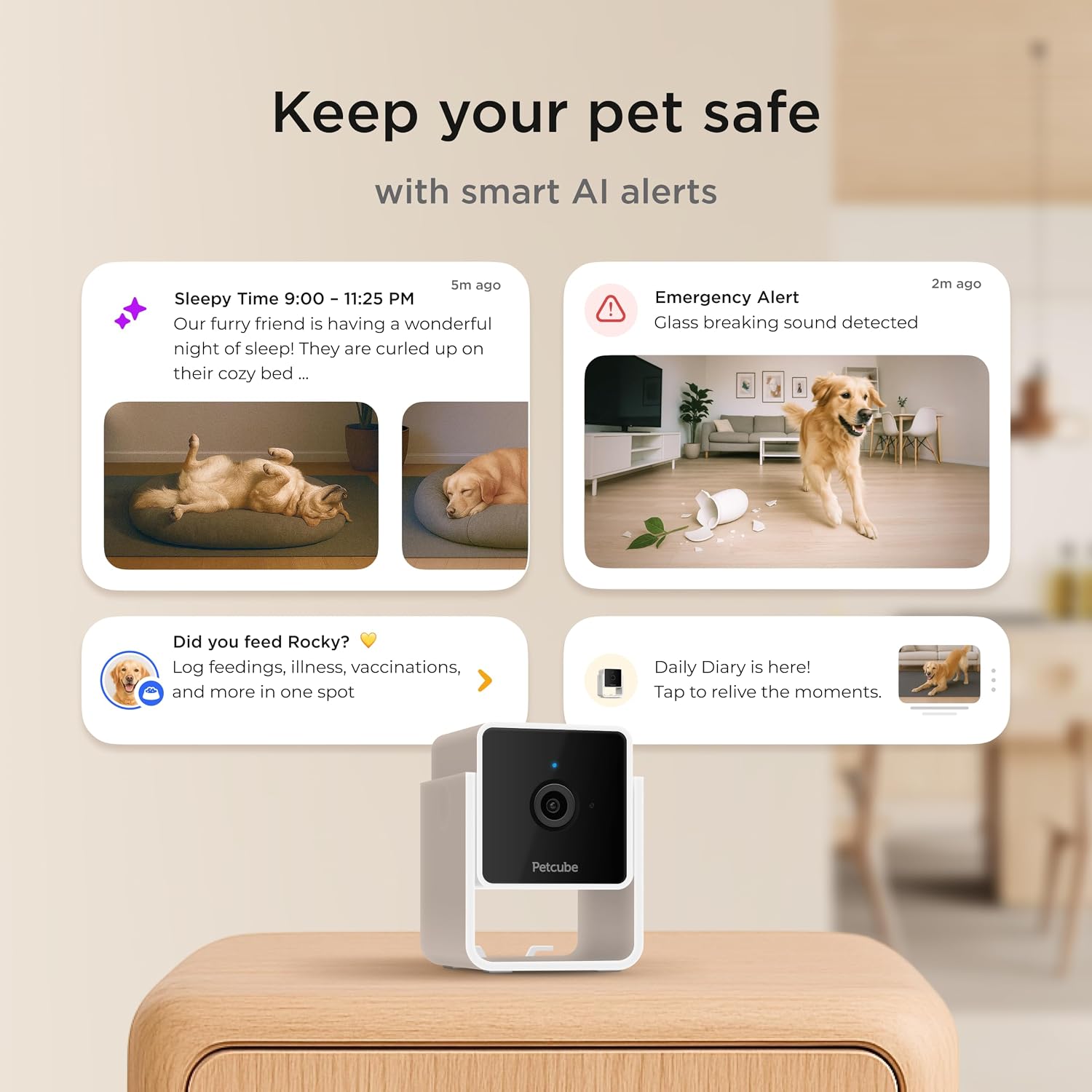 Caméra pour chat Petcube Cam blanche, vue 3