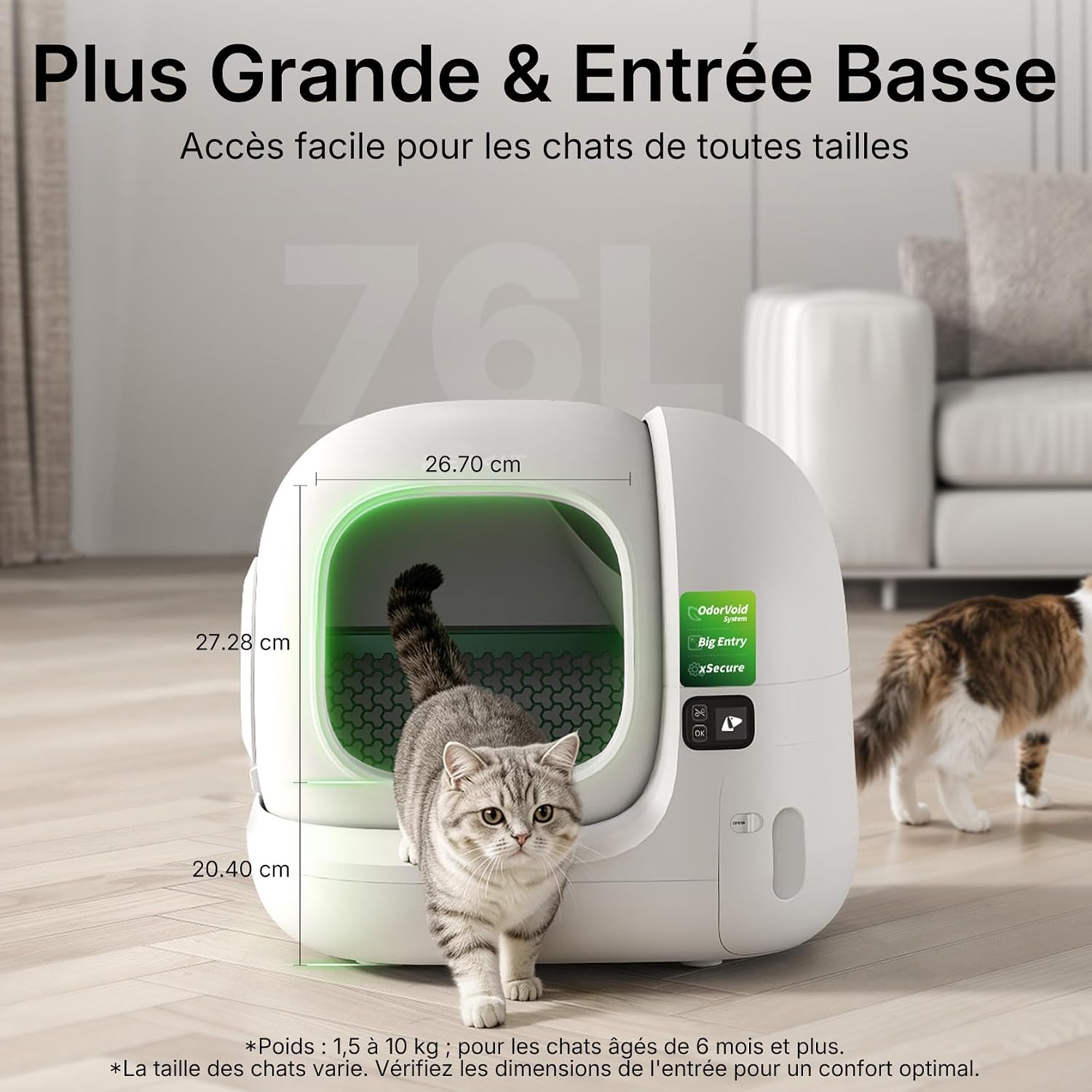 Litière autonettoyante PETKIT Purobot Max 3 blanche à grande ouverture, vue 2