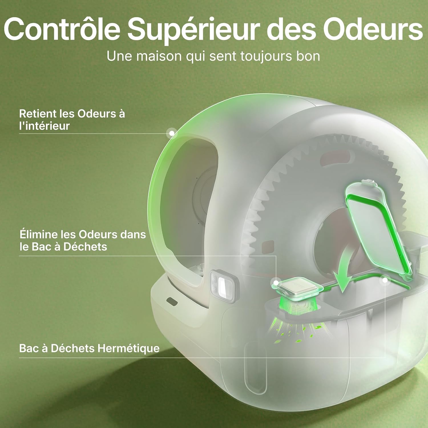 Litière autonettoyante PETKIT Purobot Max 3 blanche à grande ouverture, vue 4