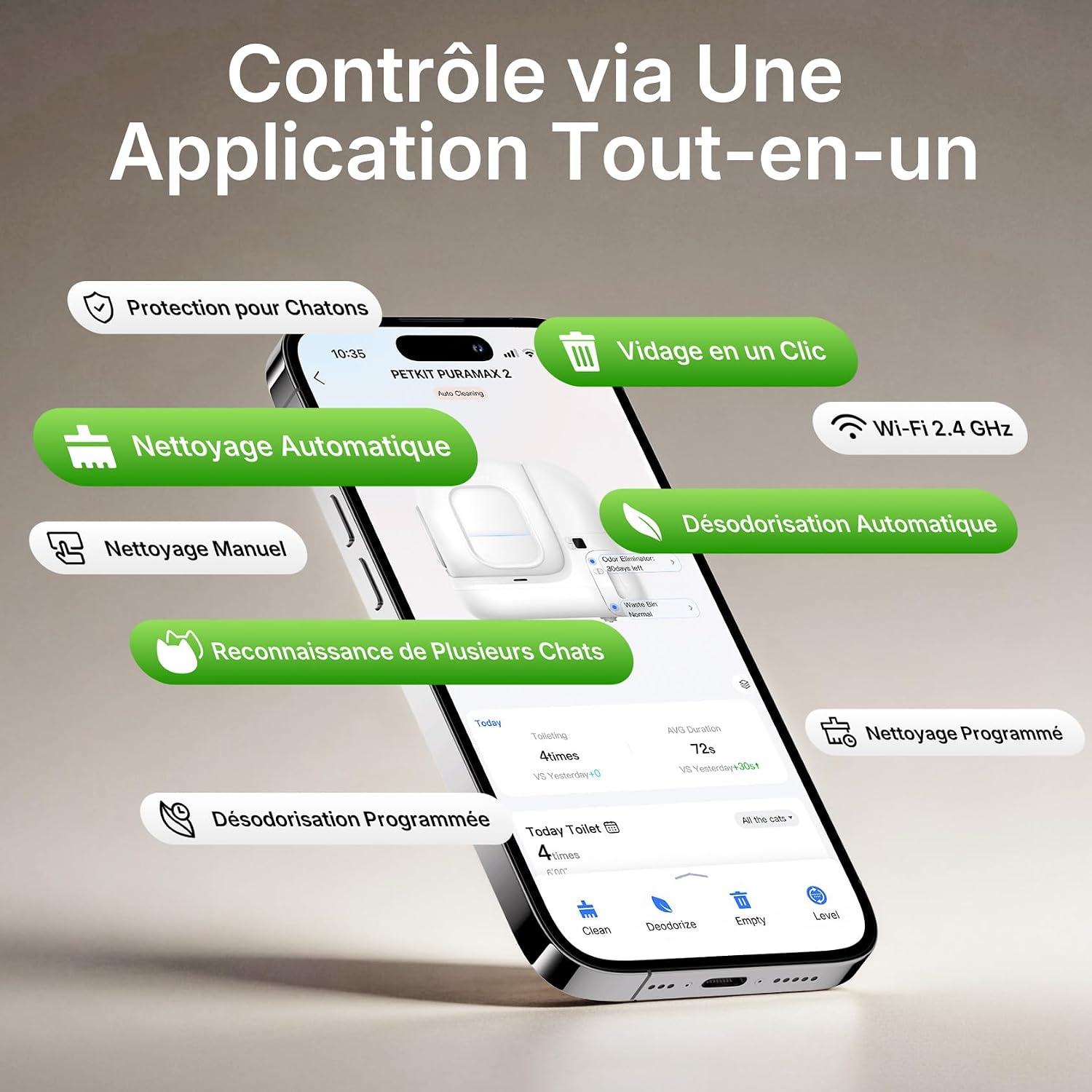 Litière autonettoyante PETKIT Purobot Max 3 blanche à grande ouverture, vue 8