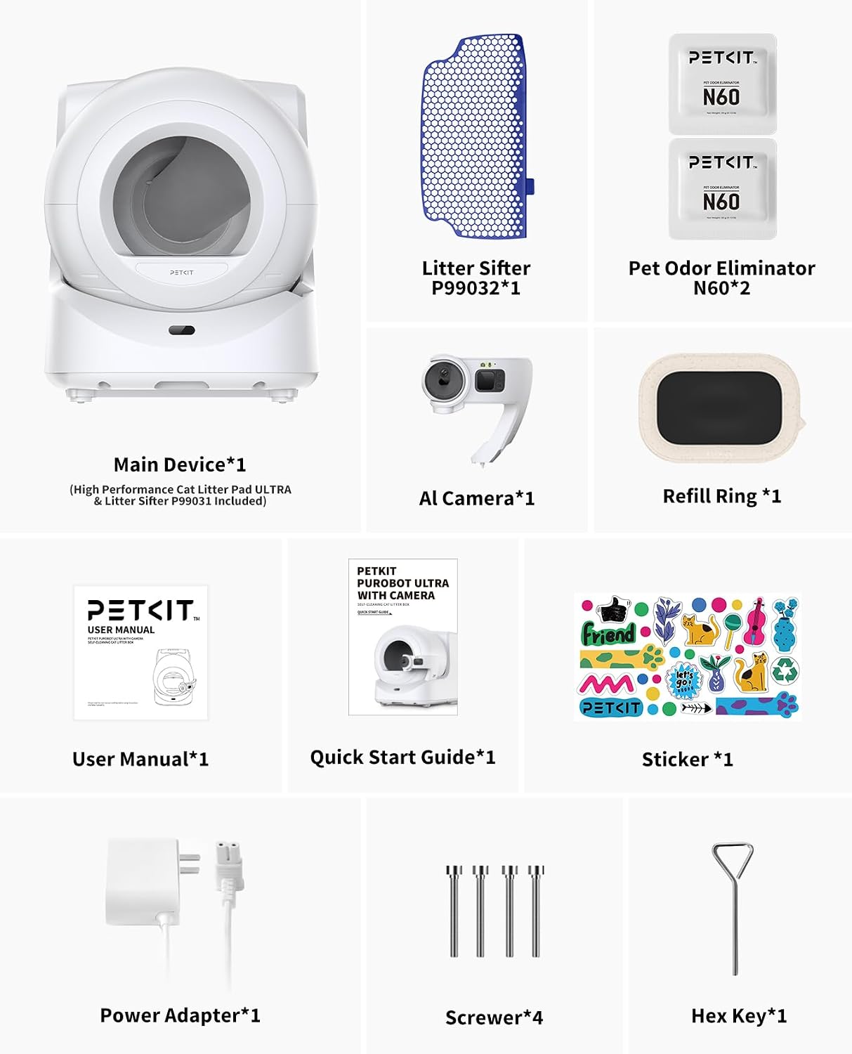 Litière autonettoyante PETKIT Purobot Ultra blanche avec caméra HD, vue 8