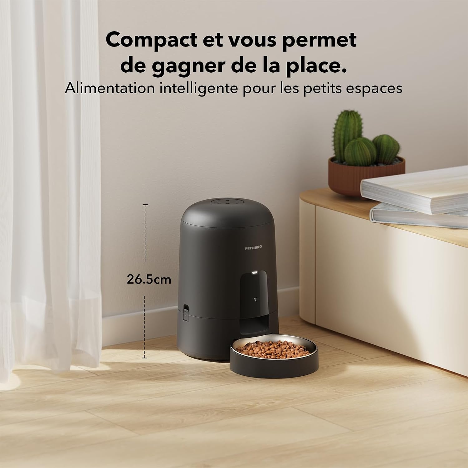 Distributeur de croquettes PETLIBRO Air noir avec gamelle en inox, vue 7