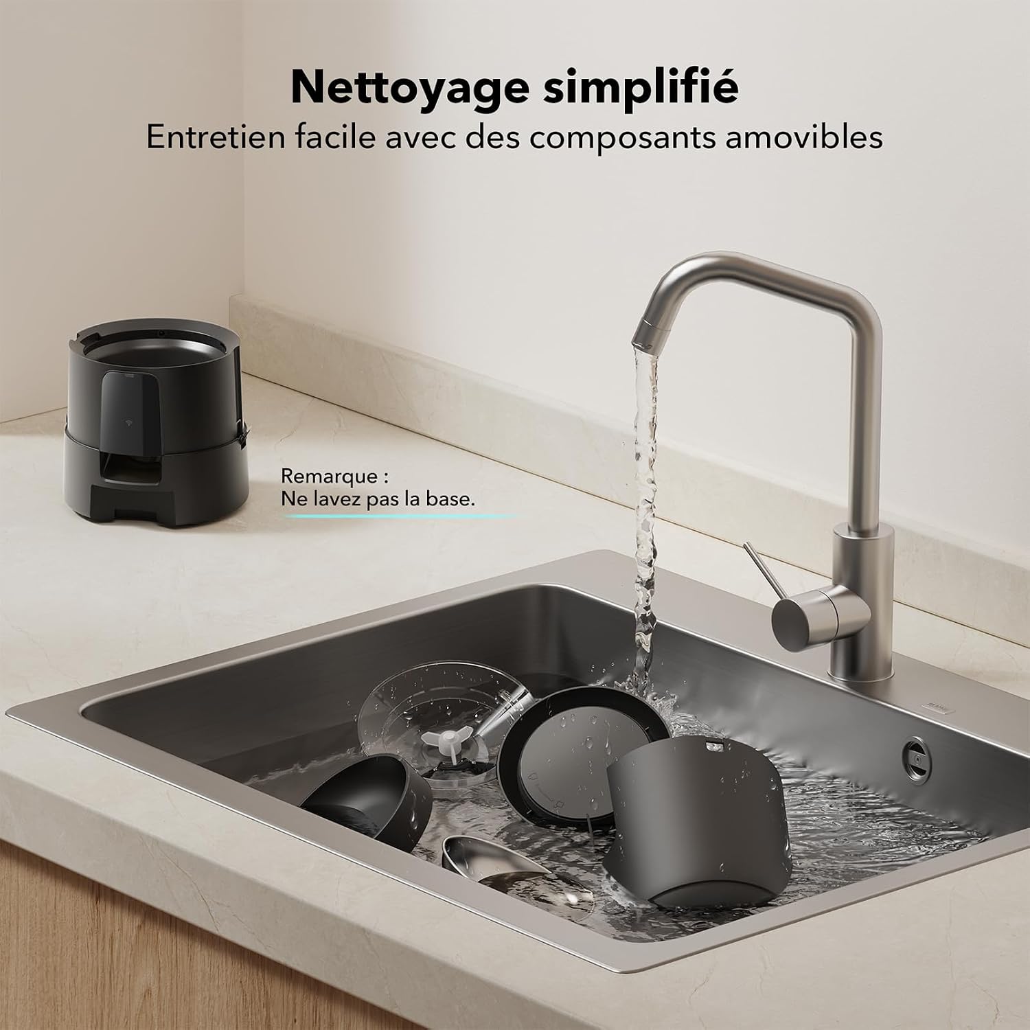 Distributeur de croquettes PETLIBRO Air noir avec gamelle en inox, vue 9