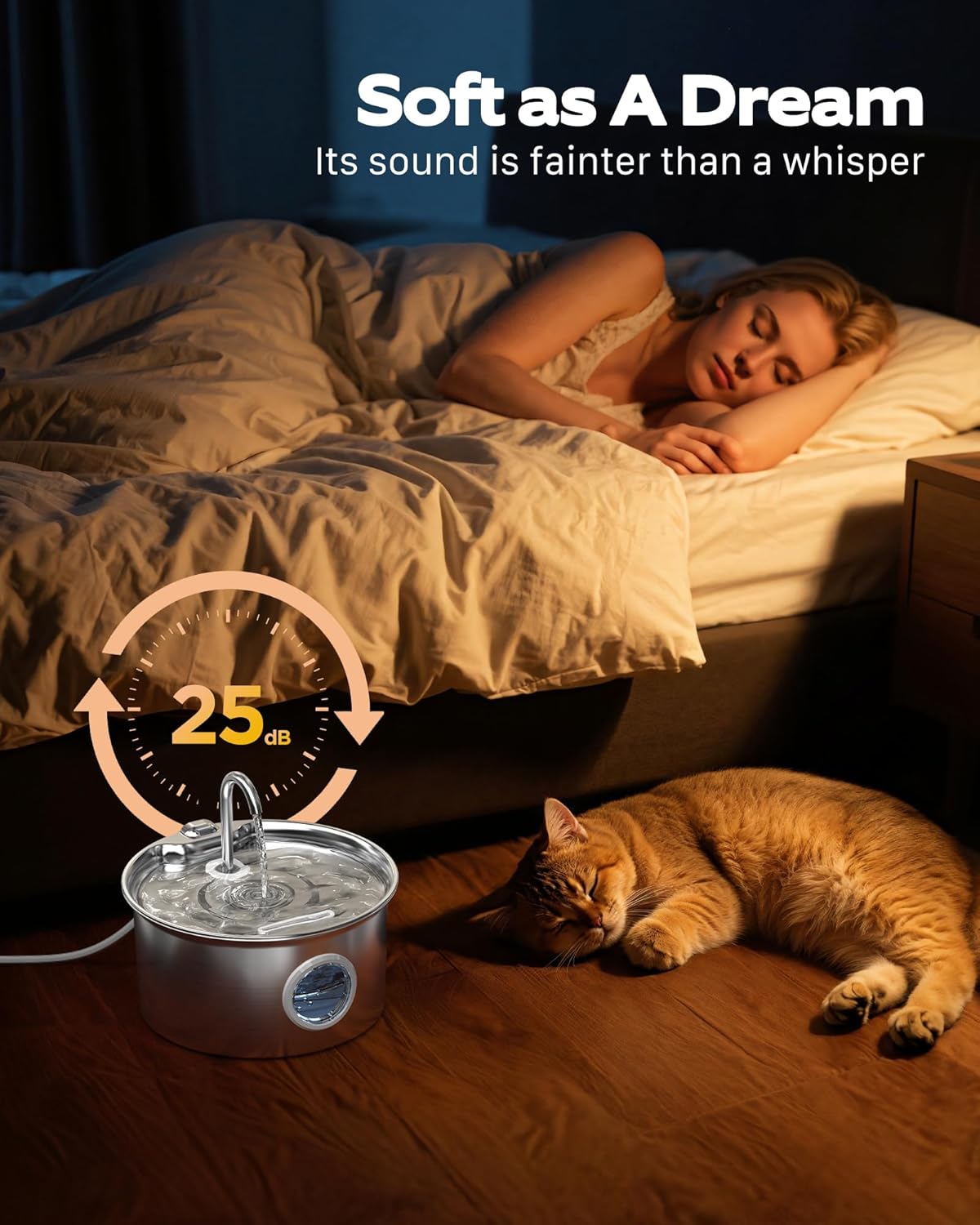Fontaine à eau pour chat ATMZIQXR en inox argenté avec fenêtre de niveau, vue 8