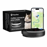 Collier GPS pour chat Tractive Mini noir avec son collier de sécurité
