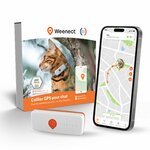Collier GPS pour chat Weenect XS blanc avec son collier élastique