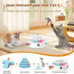 Jouet chat interactif 3 en 1 Soarer blanc avec plume, papillon et piste à balles, vue 2