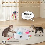 Jouet chat interactif 3 en 1 Soarer blanc avec plume, papillon et piste à balles, vue 3