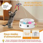 Jouet chat interactif 3 en 1 Soarer blanc avec plume, papillon et piste à balles, vue 6