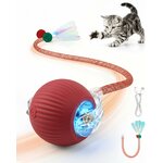 Balle électrique interactive rouge pour chat avec sa queue
