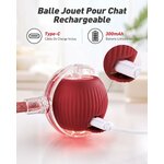 Balle électrique interactive rouge pour chat avec sa queue, vue 4