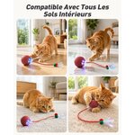 Balle électrique interactive rouge pour chat avec sa queue, vue 8