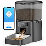 Distributeur de croquettes automatique oneisall 3,5 L noir avec gamelle inox