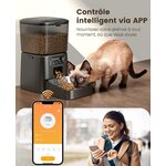 Distributeur de croquettes automatique oneisall 3,5 L noir avec gamelle inox, vue 2