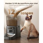 Distributeur de croquettes automatique oneisall 3,5 L noir avec gamelle inox, vue 5
