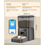 Distributeur de croquettes automatique oneisall 3,5 L noir avec gamelle inox, vue 9