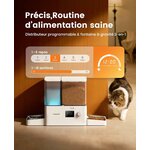 Distributeur de croquettes et deau oneisall blanc avec deux gamelles inox, vue 2
