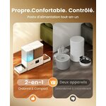 Distributeur de croquettes et deau oneisall blanc avec deux gamelles inox, vue 5