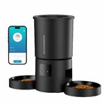 Distributeur de croquettes double AONBOY noir avec deux gamelles